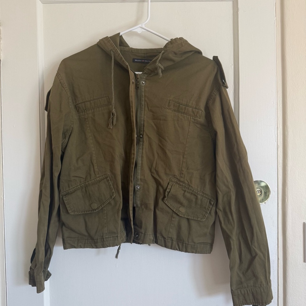 Brandy Melville Olive Green Hooded Field Jacket